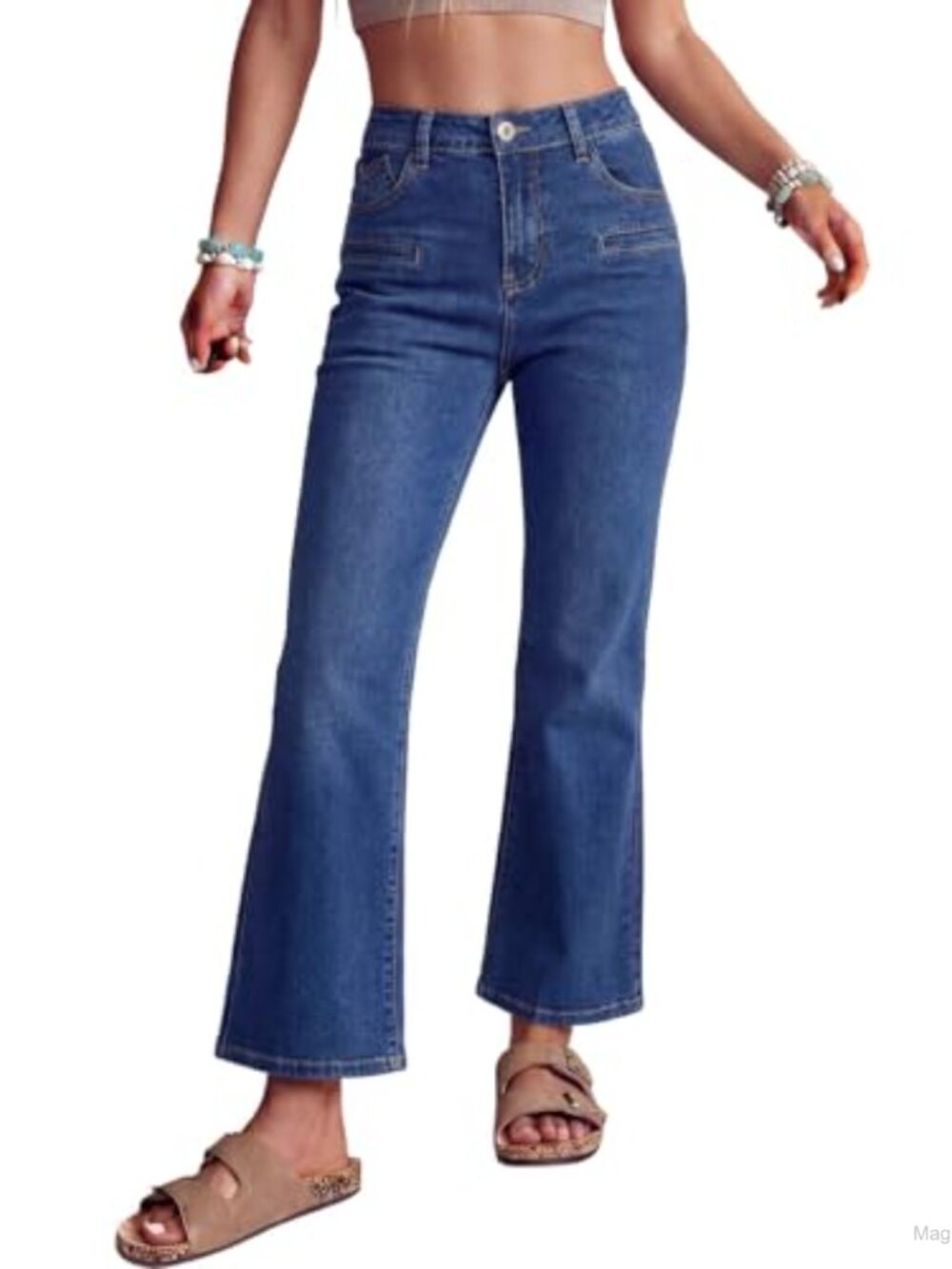 Women's High Waisted Stretchy Bootcut Jeans Ankle Length